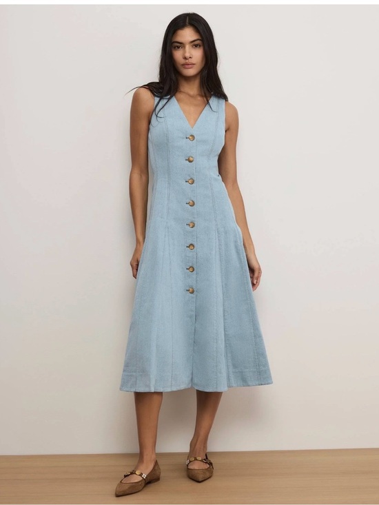 Veronica Beard Dresses & Skirts - Like New! Veronica Beard Mirage Blue Denim Button-Front Lou Midi Dress
